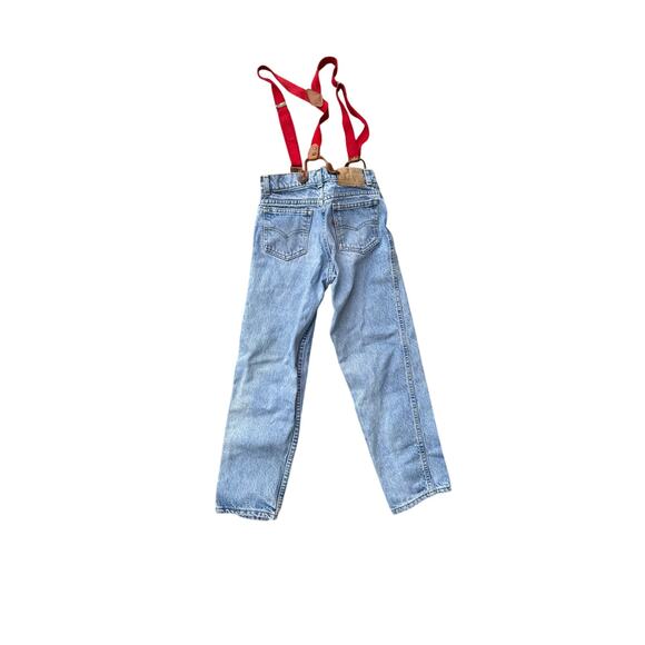 Vintage 1986 Levi’s Kids 12 Slim Orange Tab Jeans USA Made w Red Suspenders - Picture 1 of 12